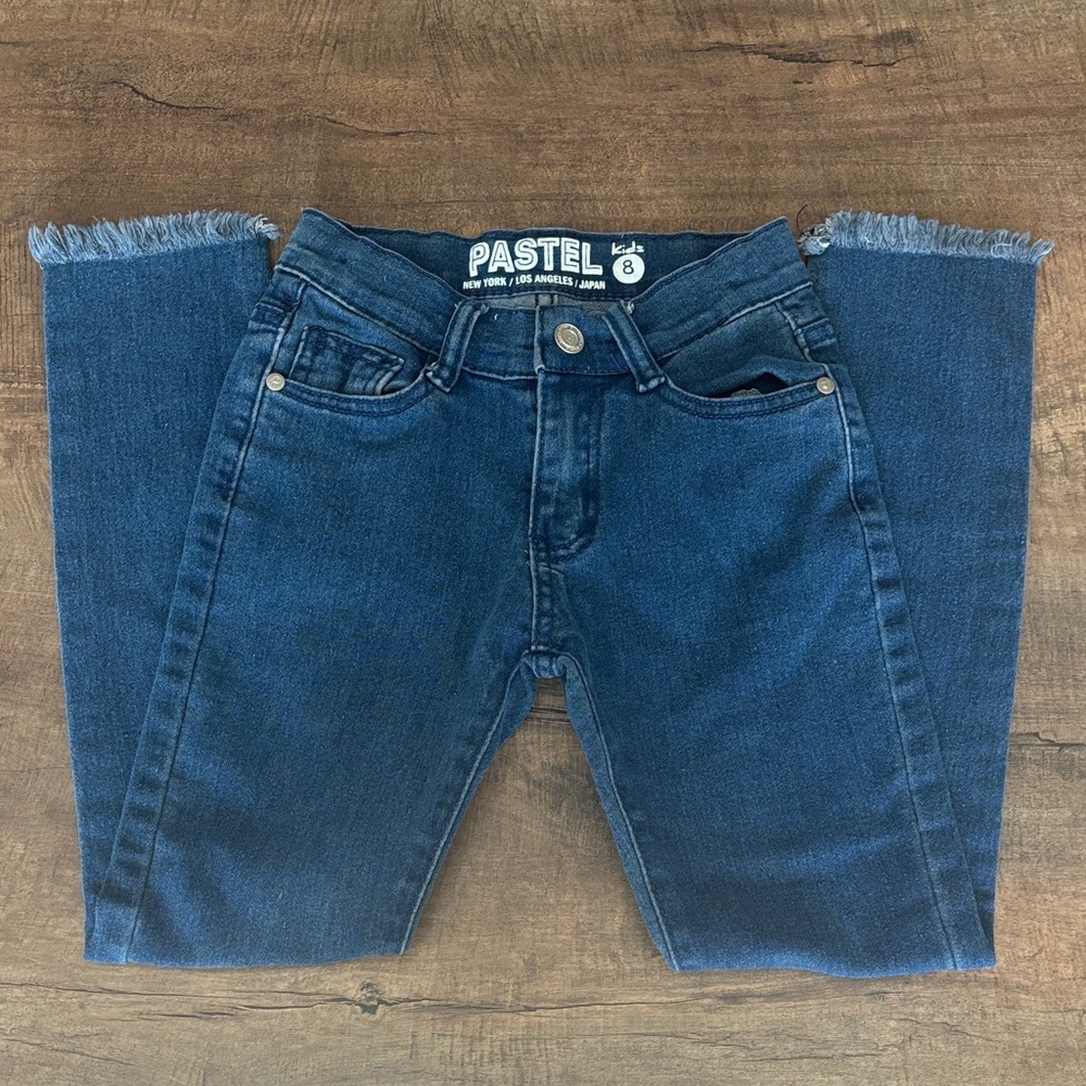 Pastels Girls Skinny Fray Ankle Blue Jeans 8